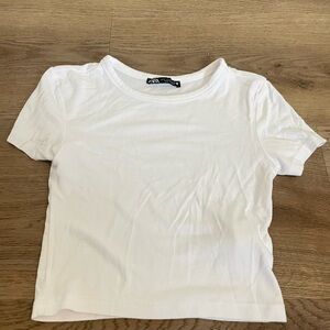 Zara White Crew Neck Tee